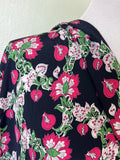 1940s-Early 1950s Bold Pink Floral Rayon