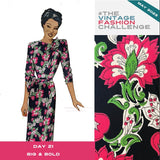 1940s-Early 1950s Bold Pink Floral Rayon