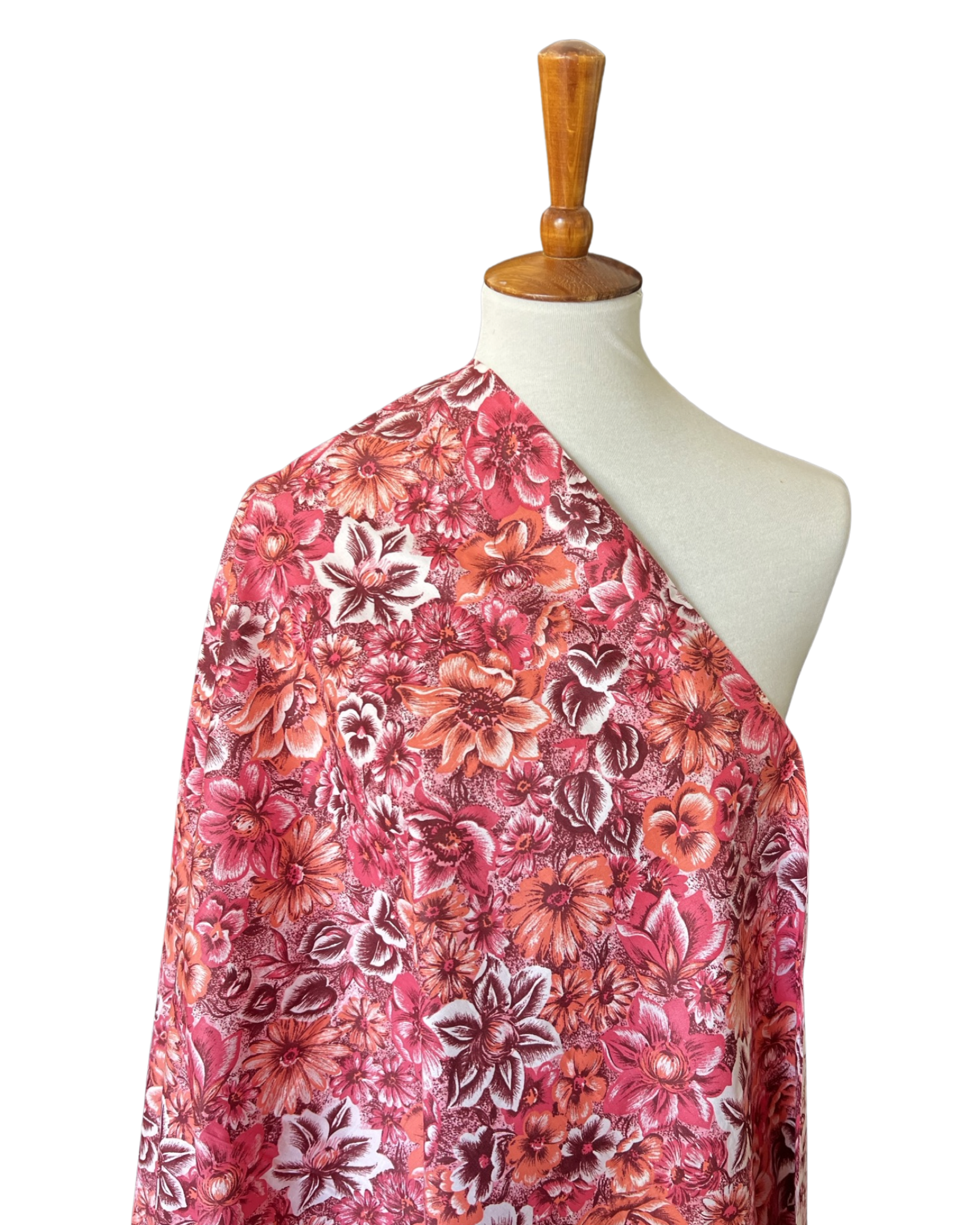 1950s-1960s Pink ans Orange Floral Cotton