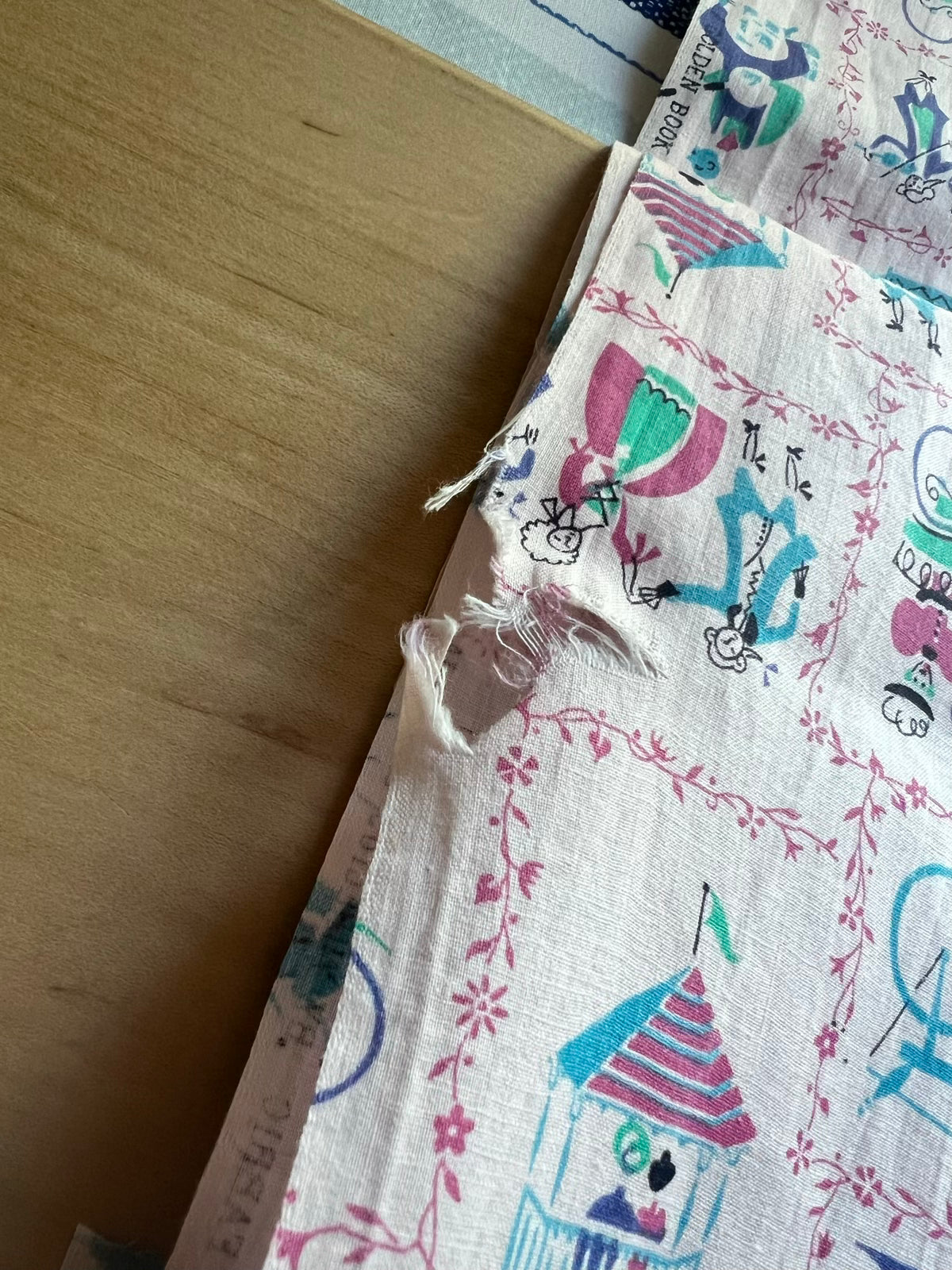 RESERVED 1950s "Golden Book" Cotton Novelty Fabric