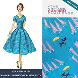 1950s Cats with Umbrellas Novelty Print