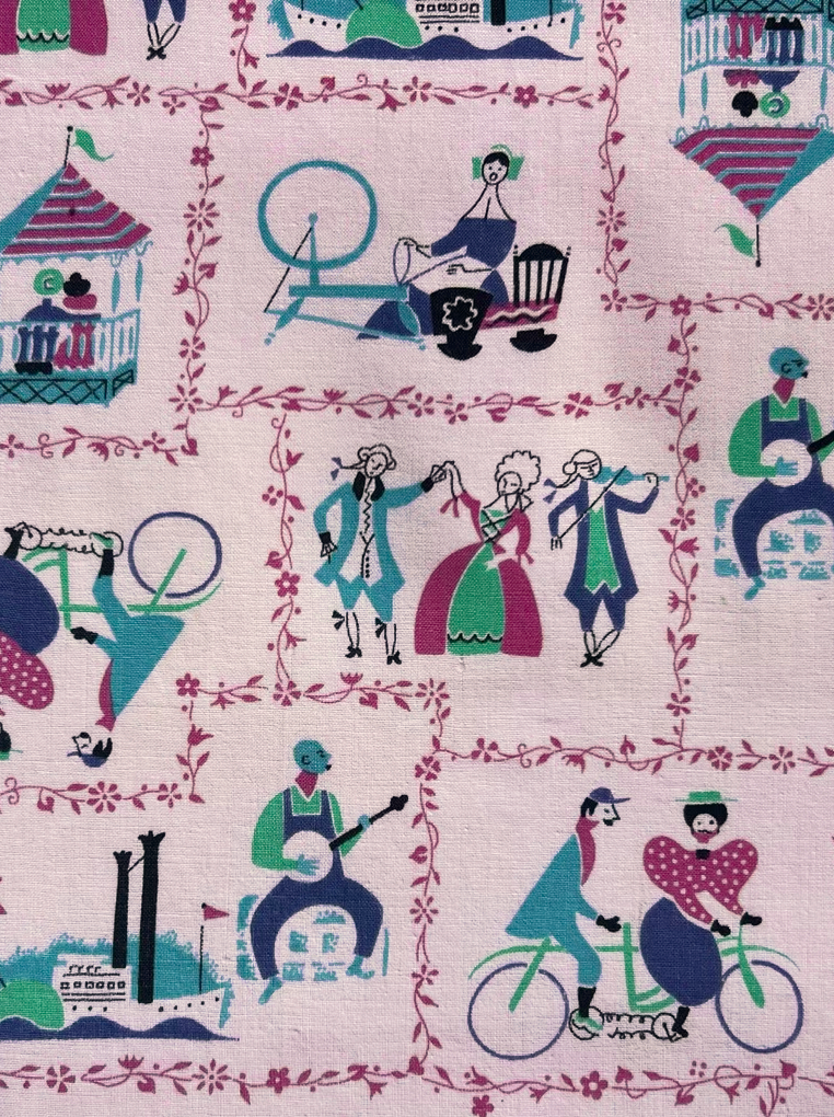 RESERVED 1950s "Golden Book" Cotton Novelty Fabric