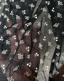 RESERVED 1950s Black Flocked Grapes and Cherries Cotton Voile
