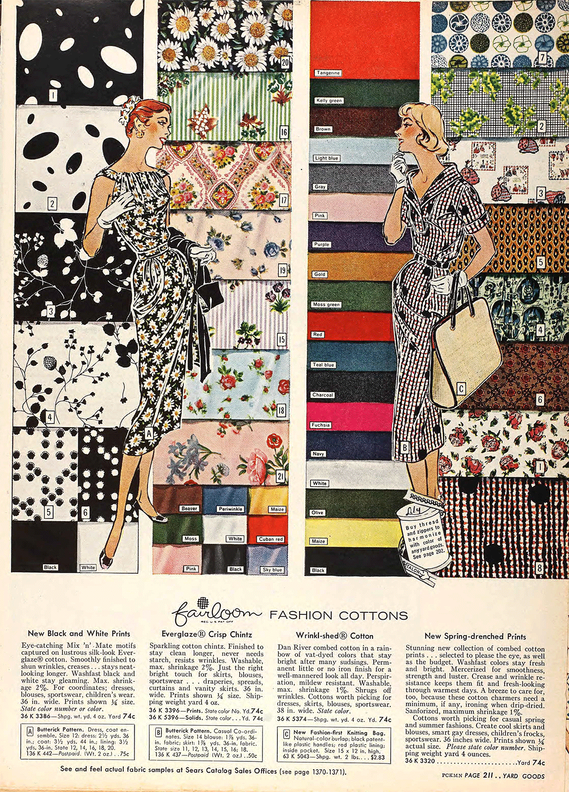 1950s Daisy Print Polished Cotton