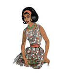 1950s-1960s Novelty Folksy Hearts Floral