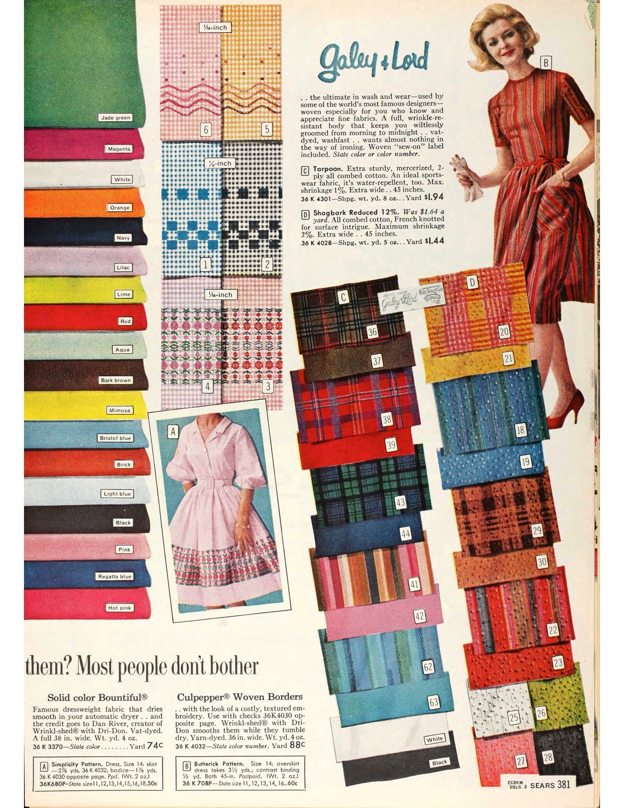 Early 1960s Pink gingham  Floral Embroider  Border Print Cotton