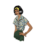 1950s Daisy Print Polished Cotton