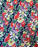 1930s-1940s Big  Stripe Floral Cotton