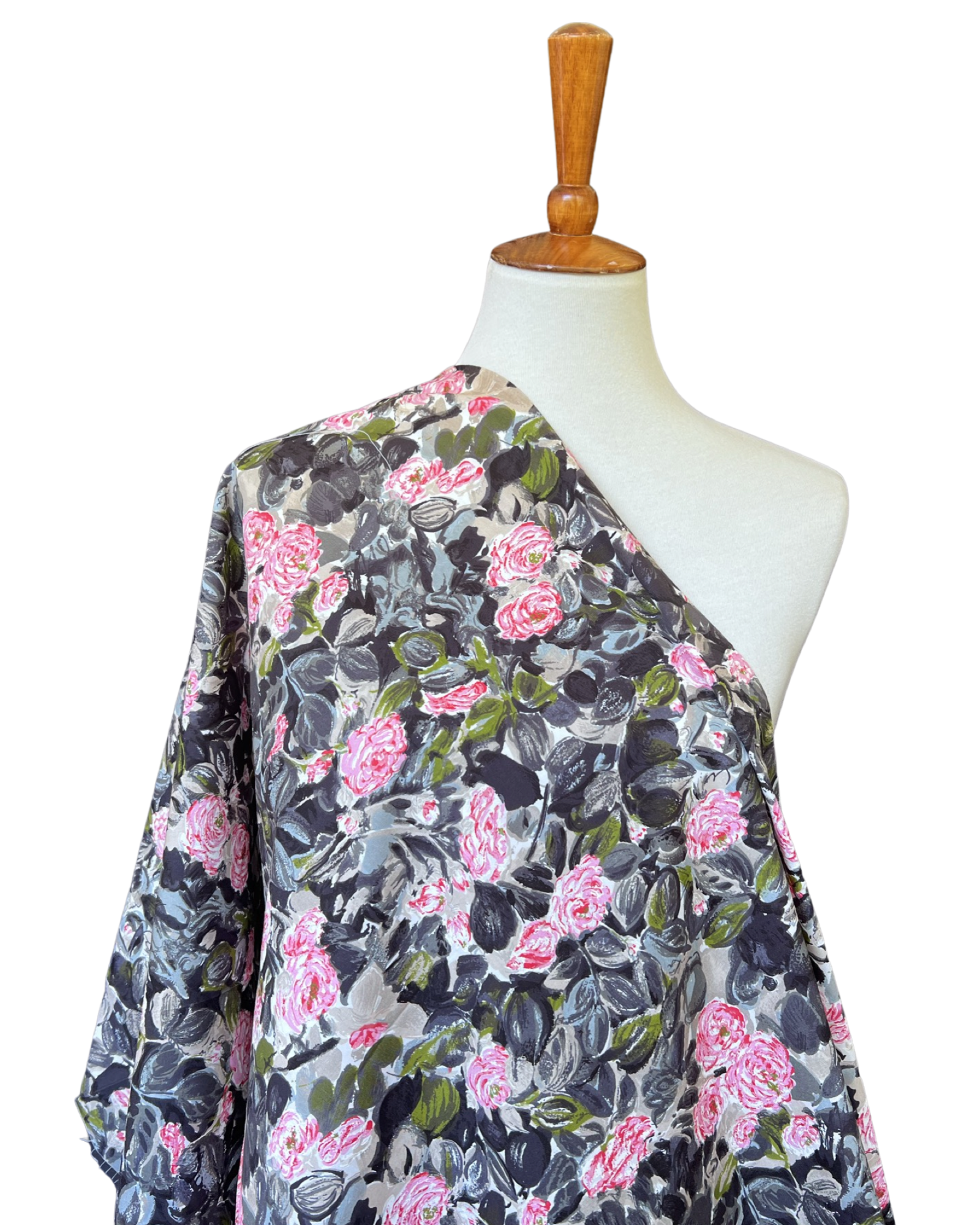 RESERVED1950s Painterly Pink and Grey Roses Cotton
