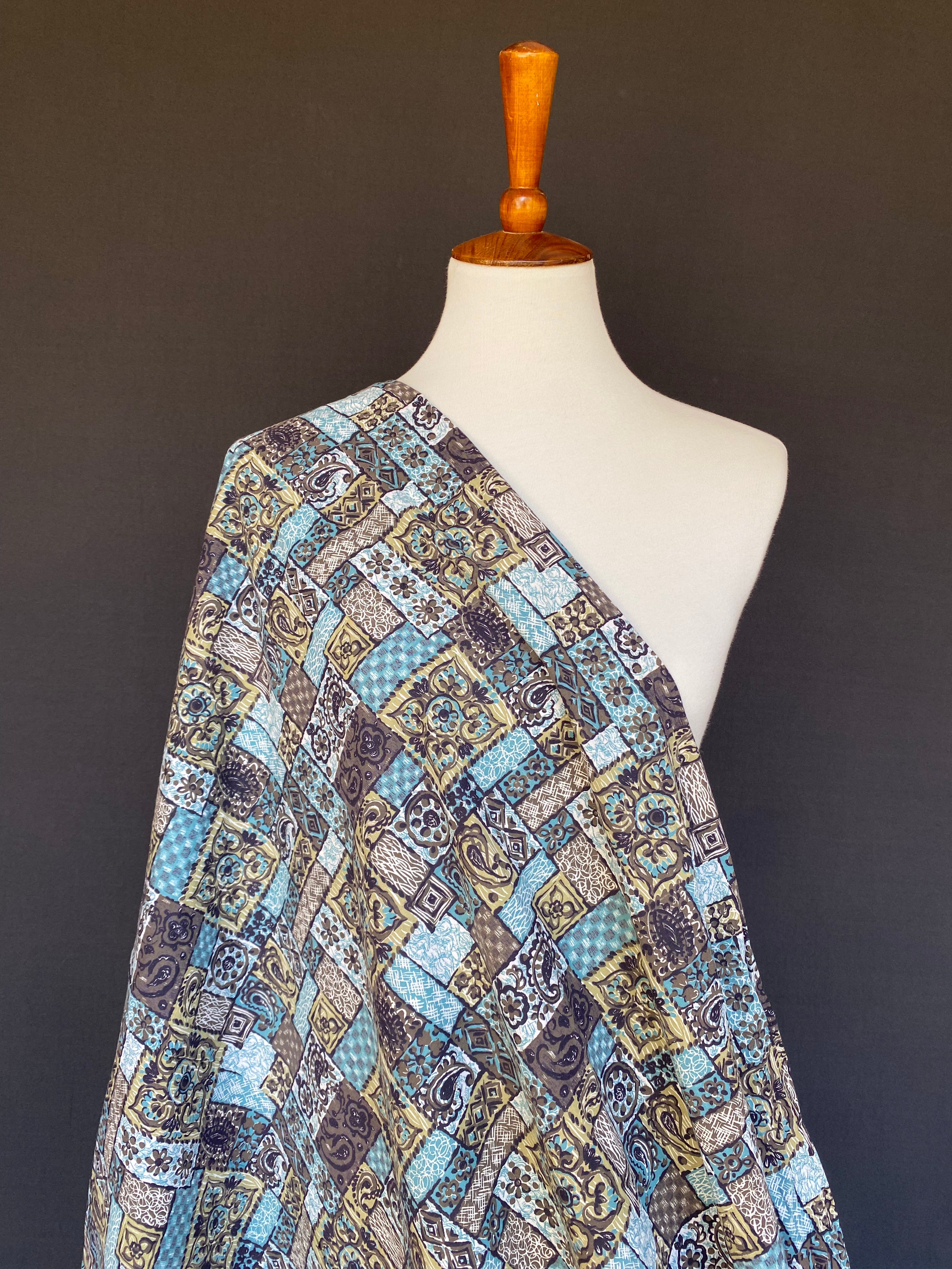 1960s Polynesian Tapa Print Cotton