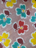 1930s - 1940s Tan Multi-color Floral Cotton