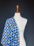1970s Blue Gingham Fruit print