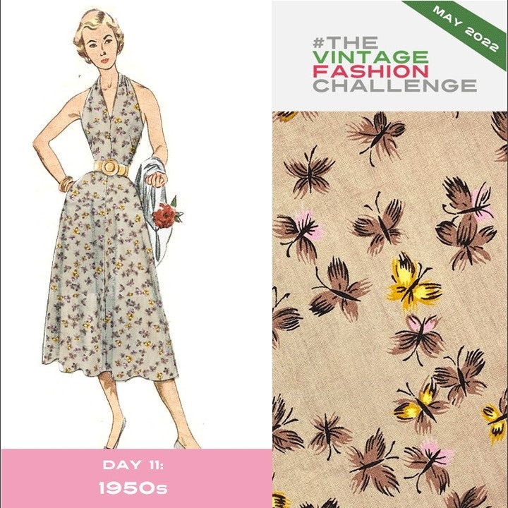 1950s Regulated Cotton Flutter Flies Novelty Print