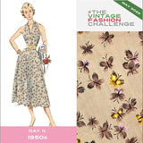 1950s Regulated Cotton Flutter Flies Novelty Print