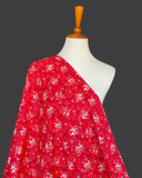 1950s Red Bavarian Novelty Print Cotton
