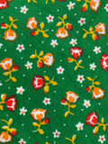 1970s Tiny Prairie Green Floral Cotton