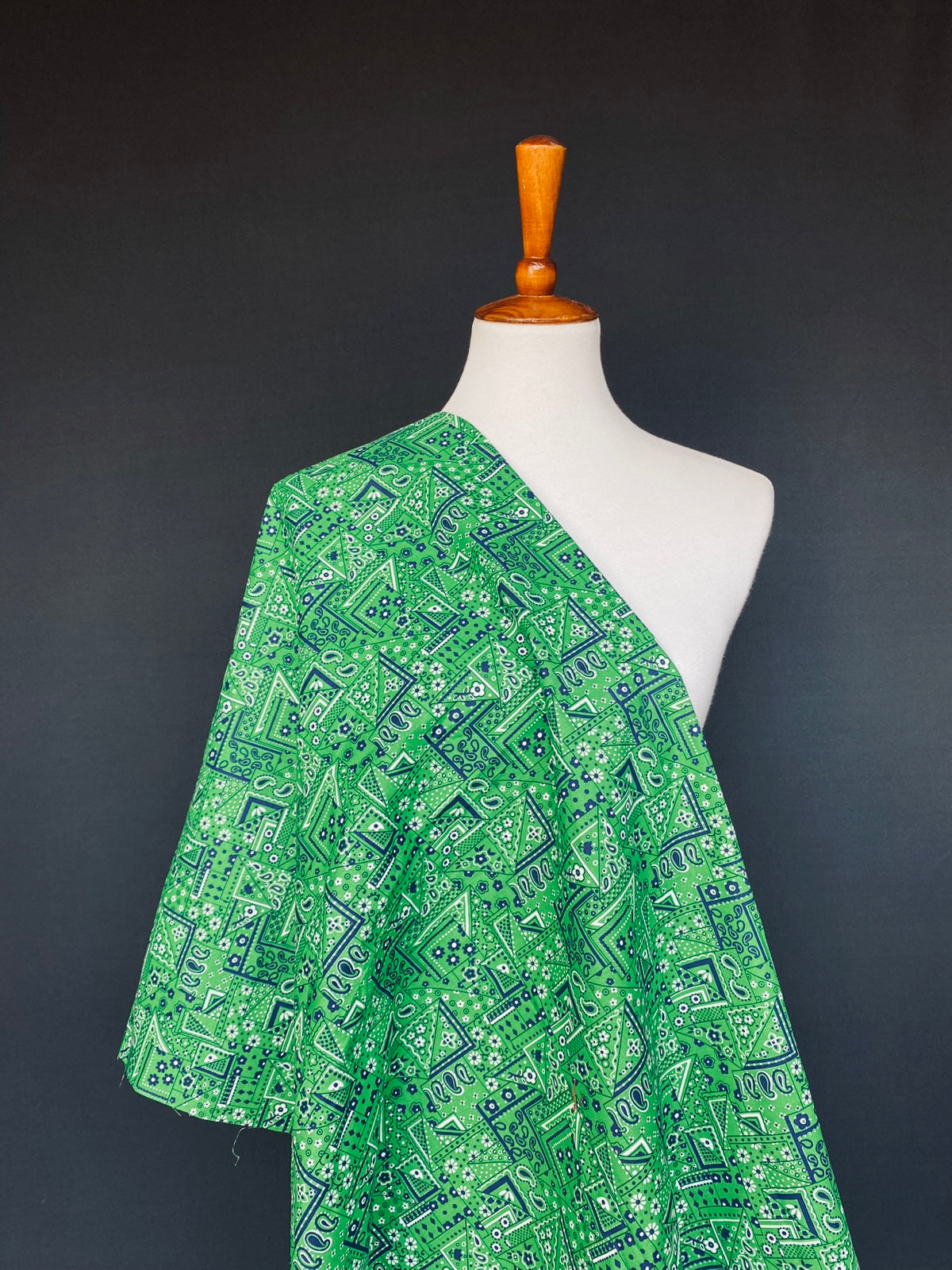 1960s Green Bandana Print
