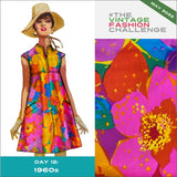 Late 1960s Big, Bright Floral Cotton Sateen