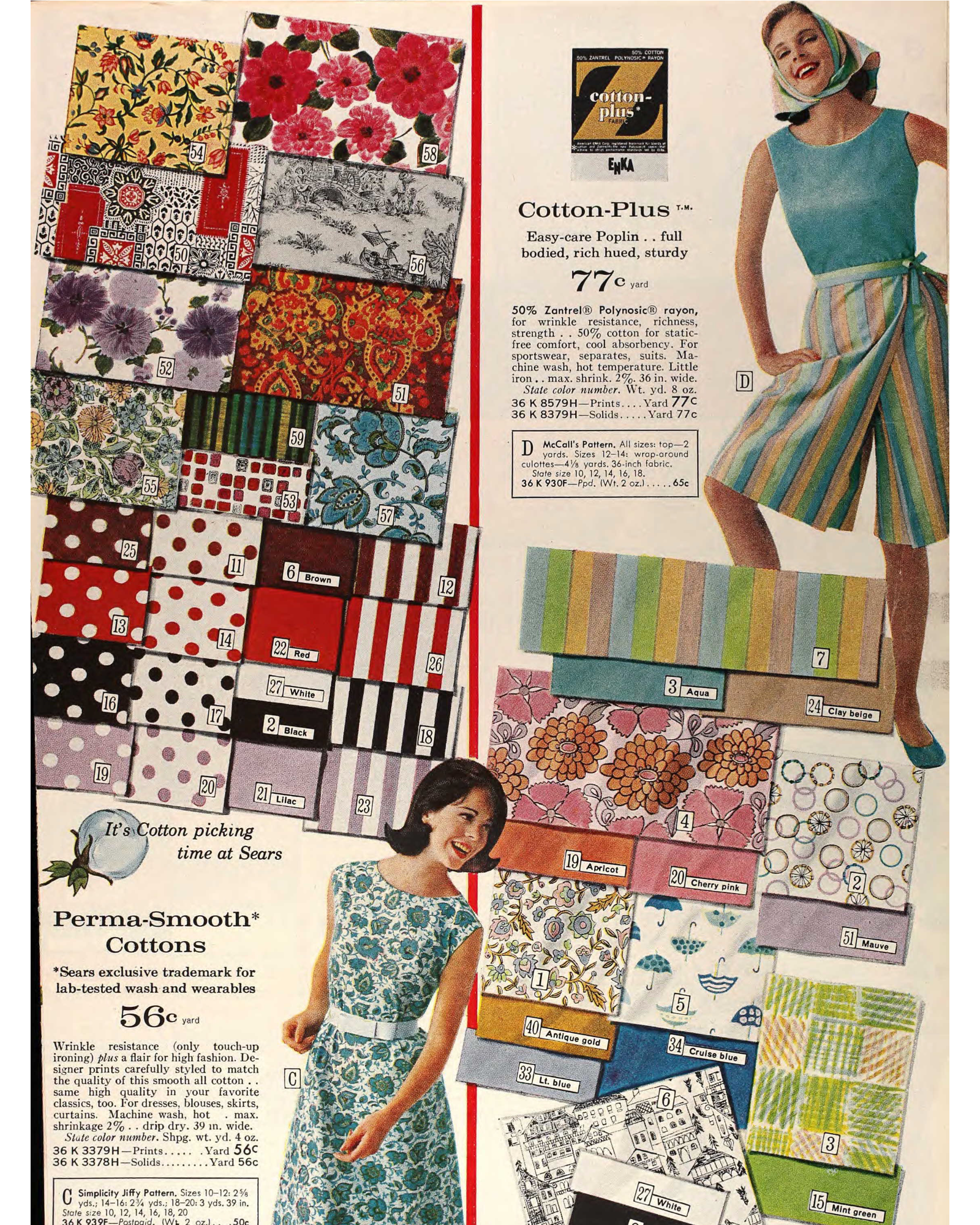 1960s Big Pink Floral Cotton