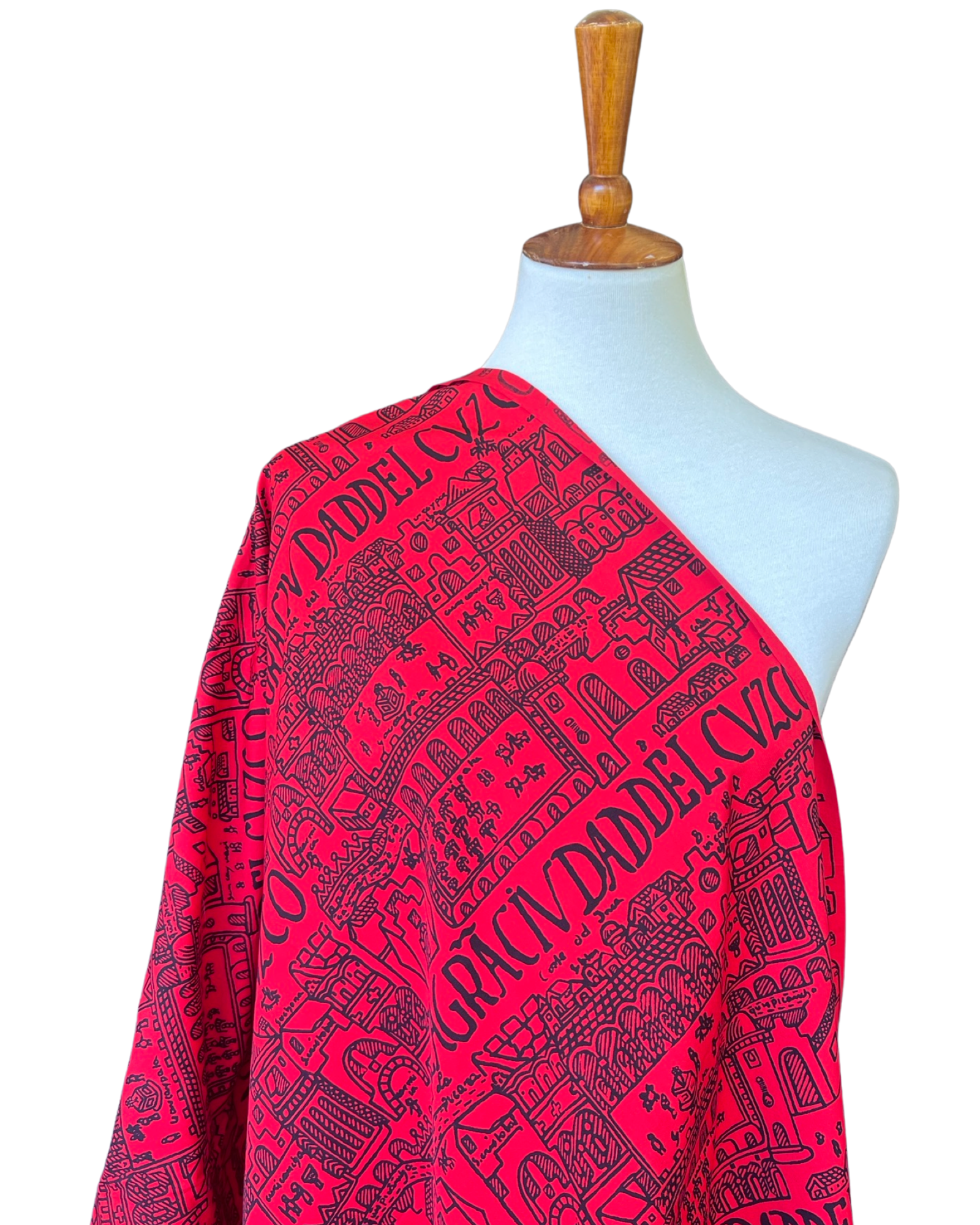 1950s "La Gra Ciudad de Cuzco" Peruvian Novelty Print Cotton