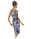 RESERVED1950s Painterly Pink and Grey Roses Cotton