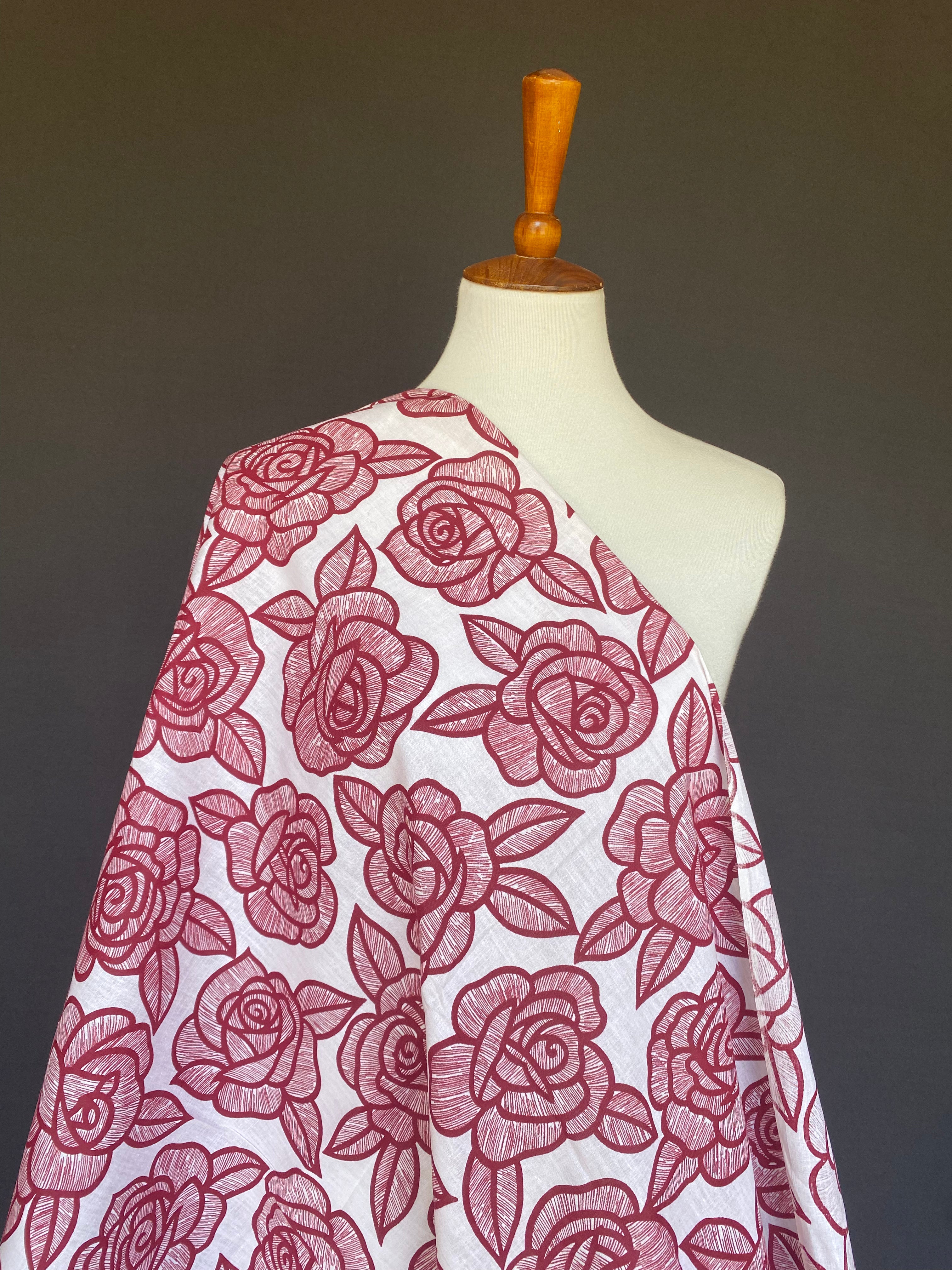 1950s Big, Bold Rose Print Cotton