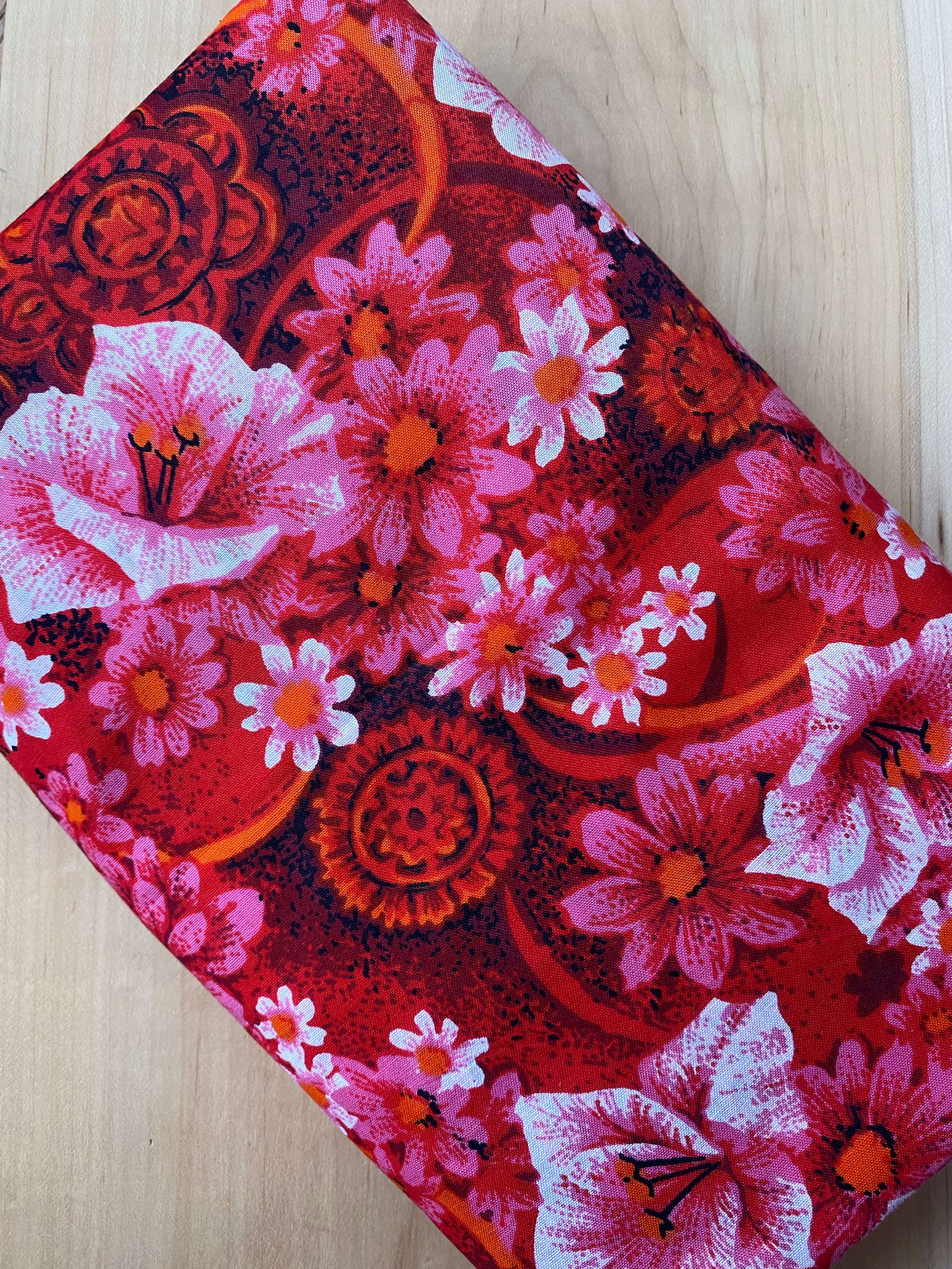 1950s/1960s Pink and Red Bold Tropical Cotton