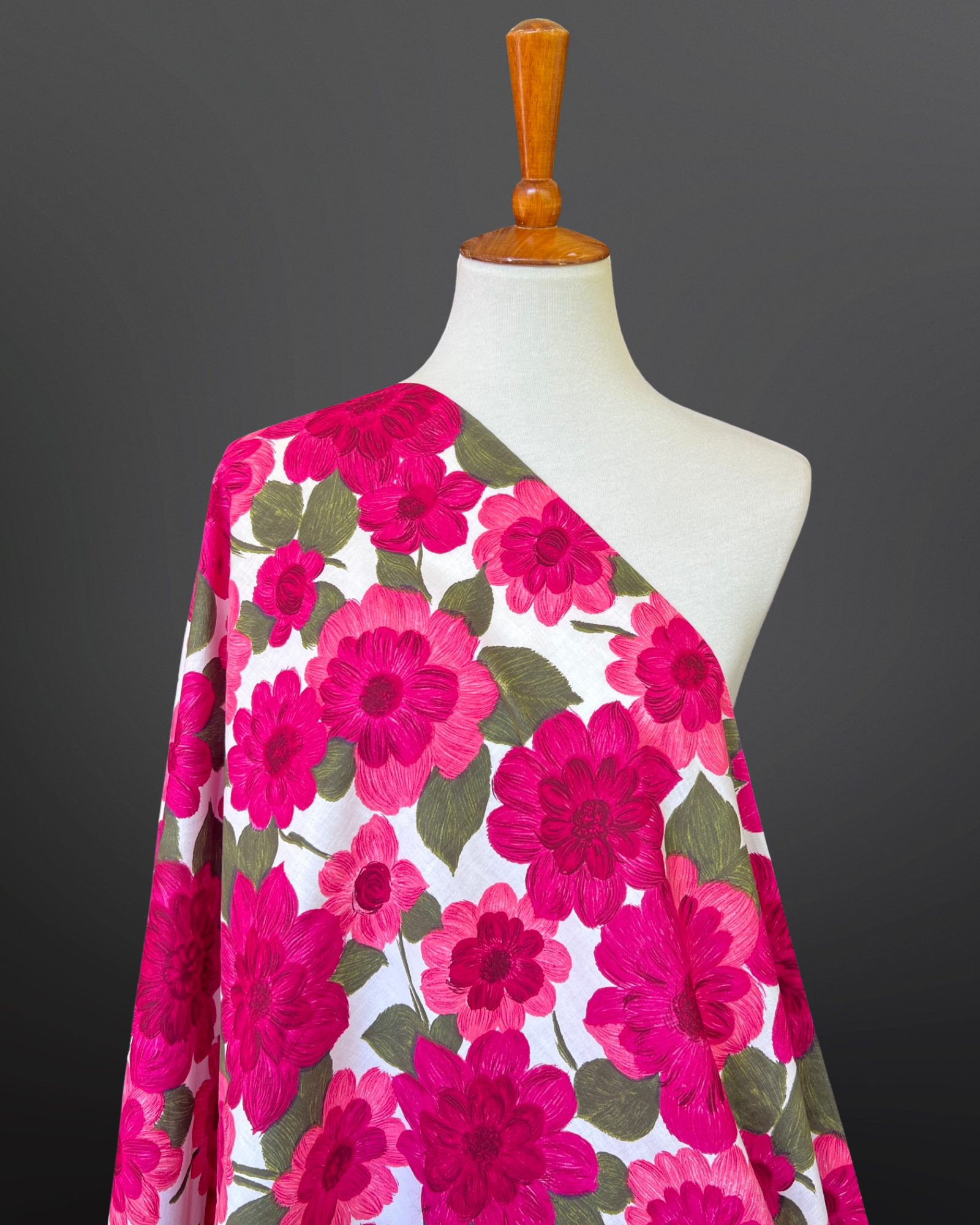 1960s Big Pink Floral Cotton