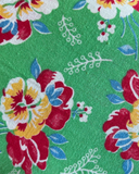 1930s - 1940s Multicolor Pansy Print Cotton