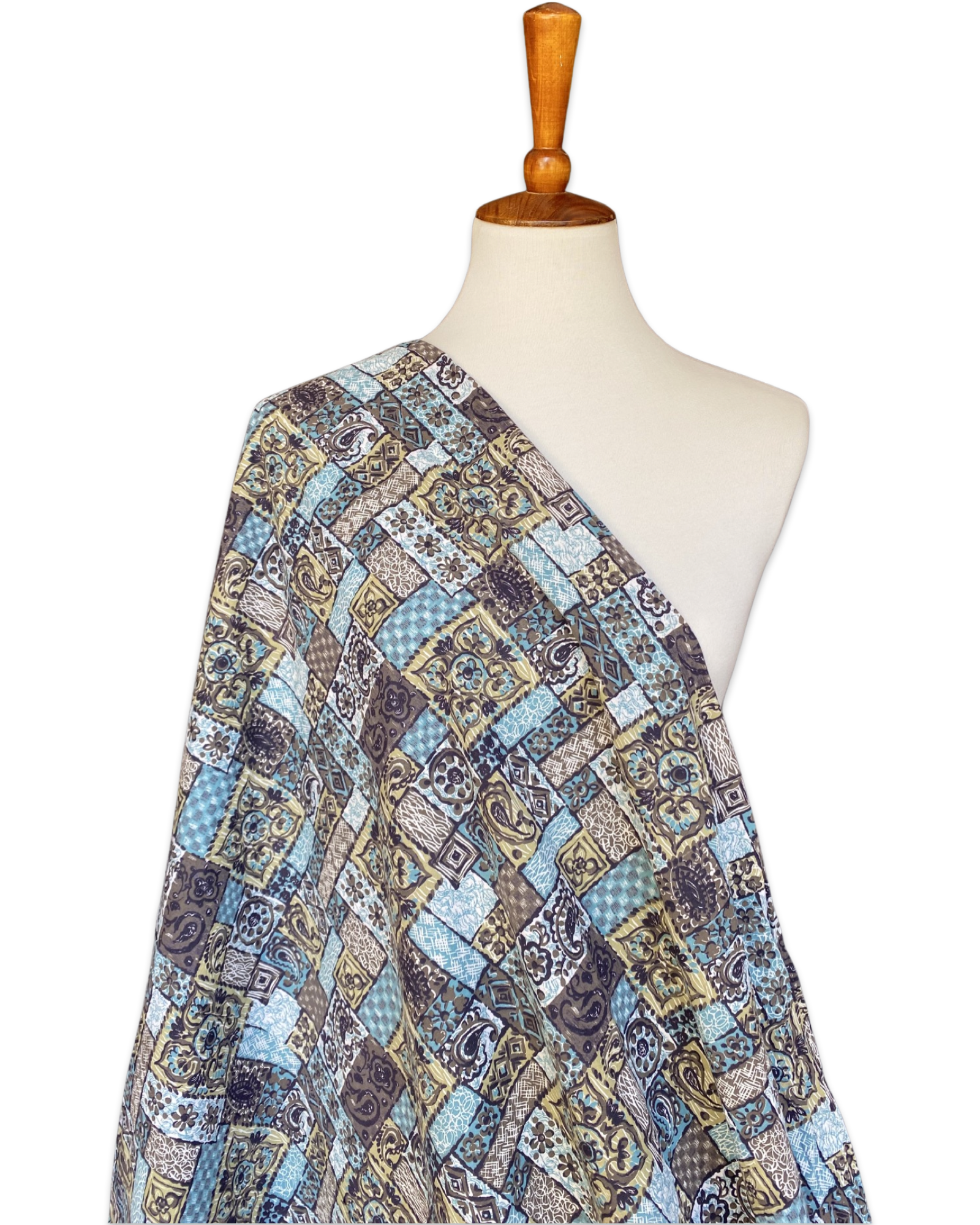 1960s Polynesian Tapa Print Cotton