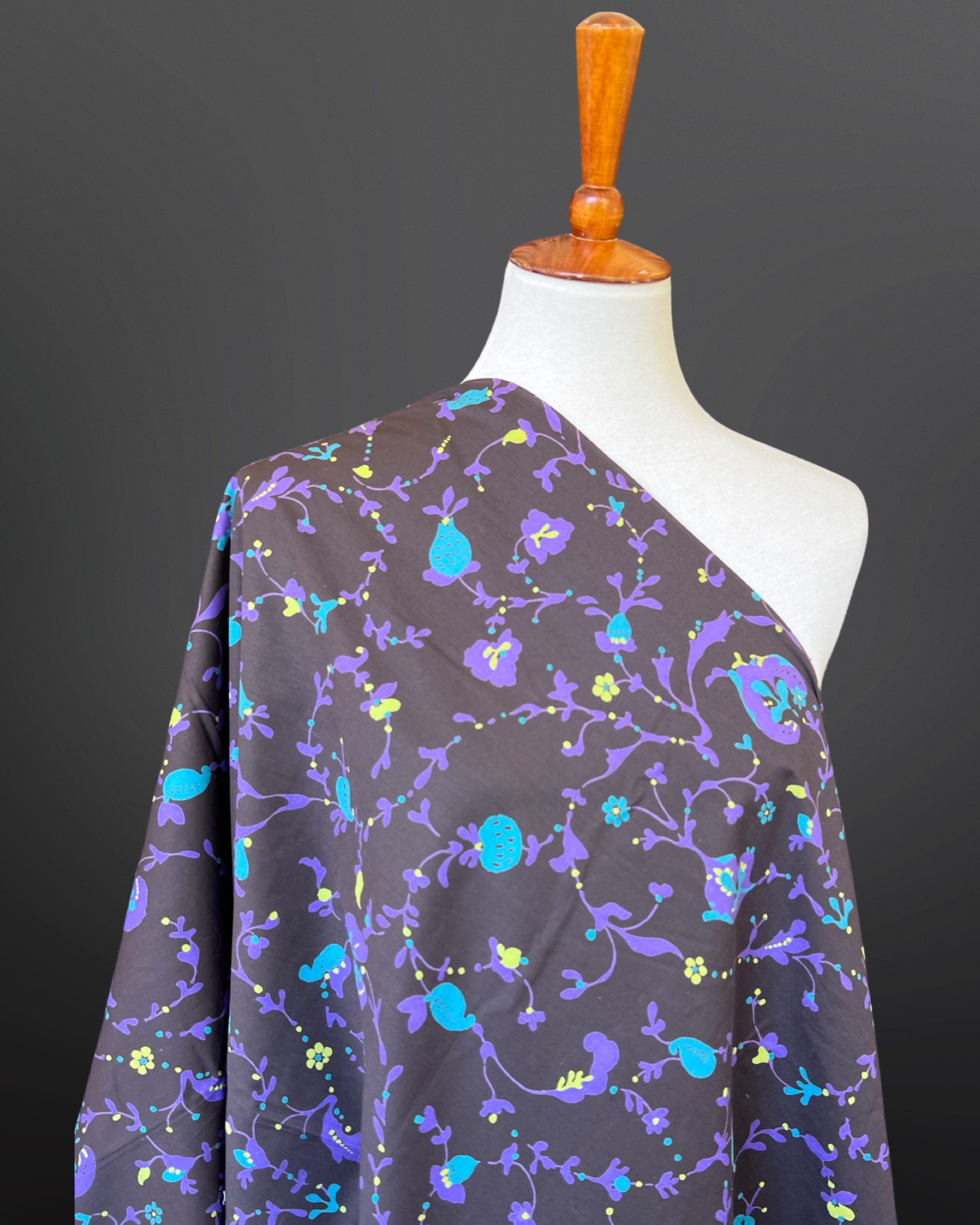 Early 1960s Stylized Floral Cotton