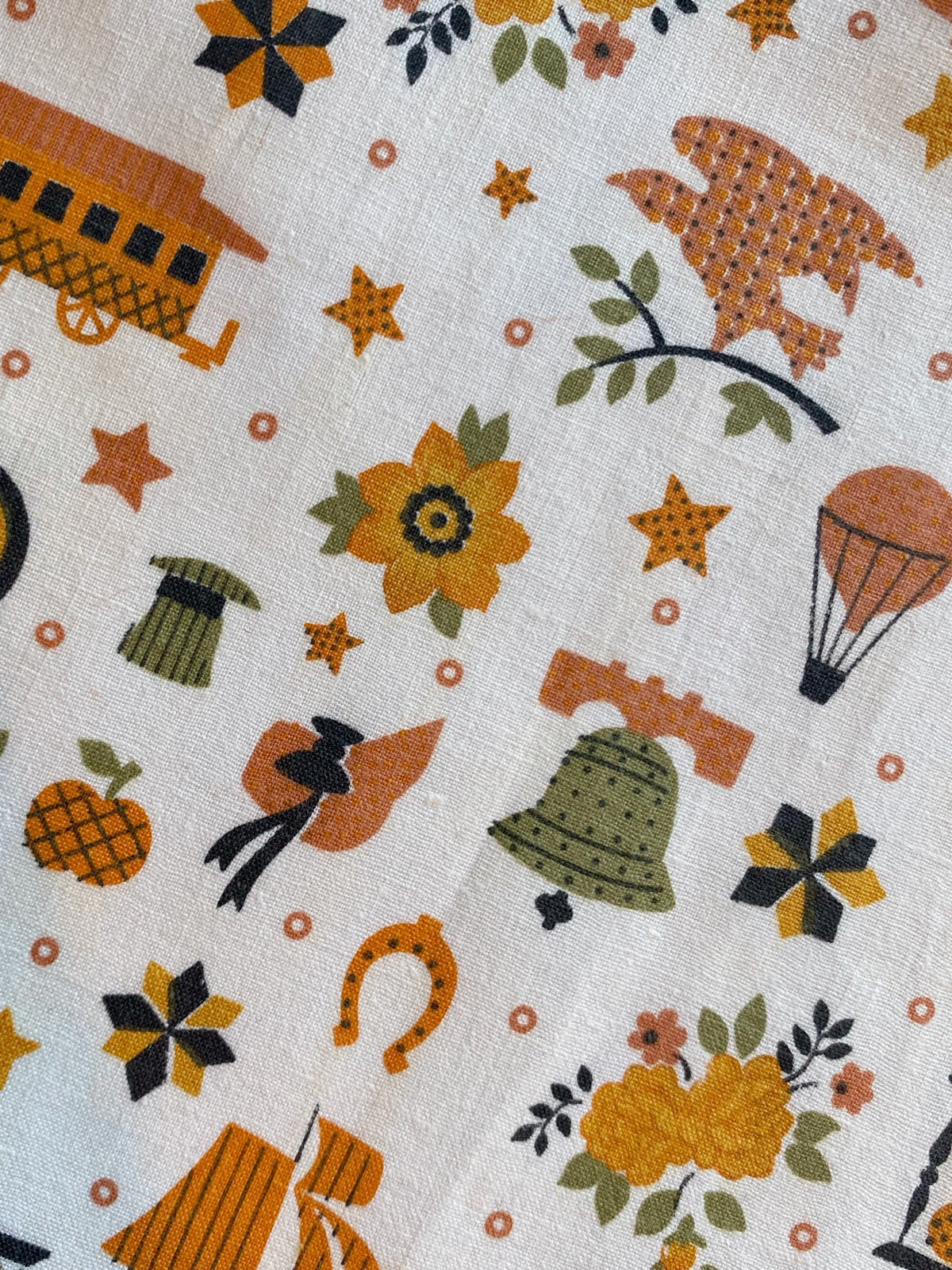 1960s Americana / Transportation Novelty Cotton