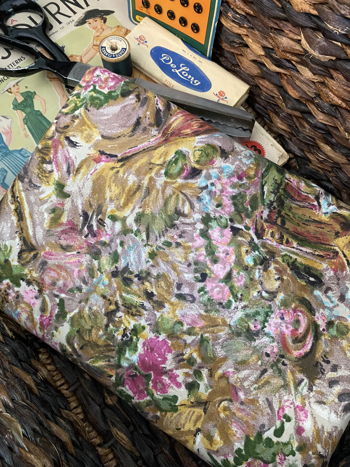 RESERVED 1950s Literature & Arts Painterly Cotton