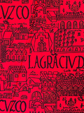 1950s "La Gra Ciudad de Cuzco" Peruvian Novelty Print Cotton