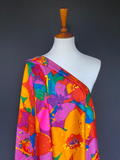 Late 1960s Big, Bright Floral Cotton Sateen