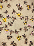 1950s Regulated Cotton Flutter Flies Novelty Print