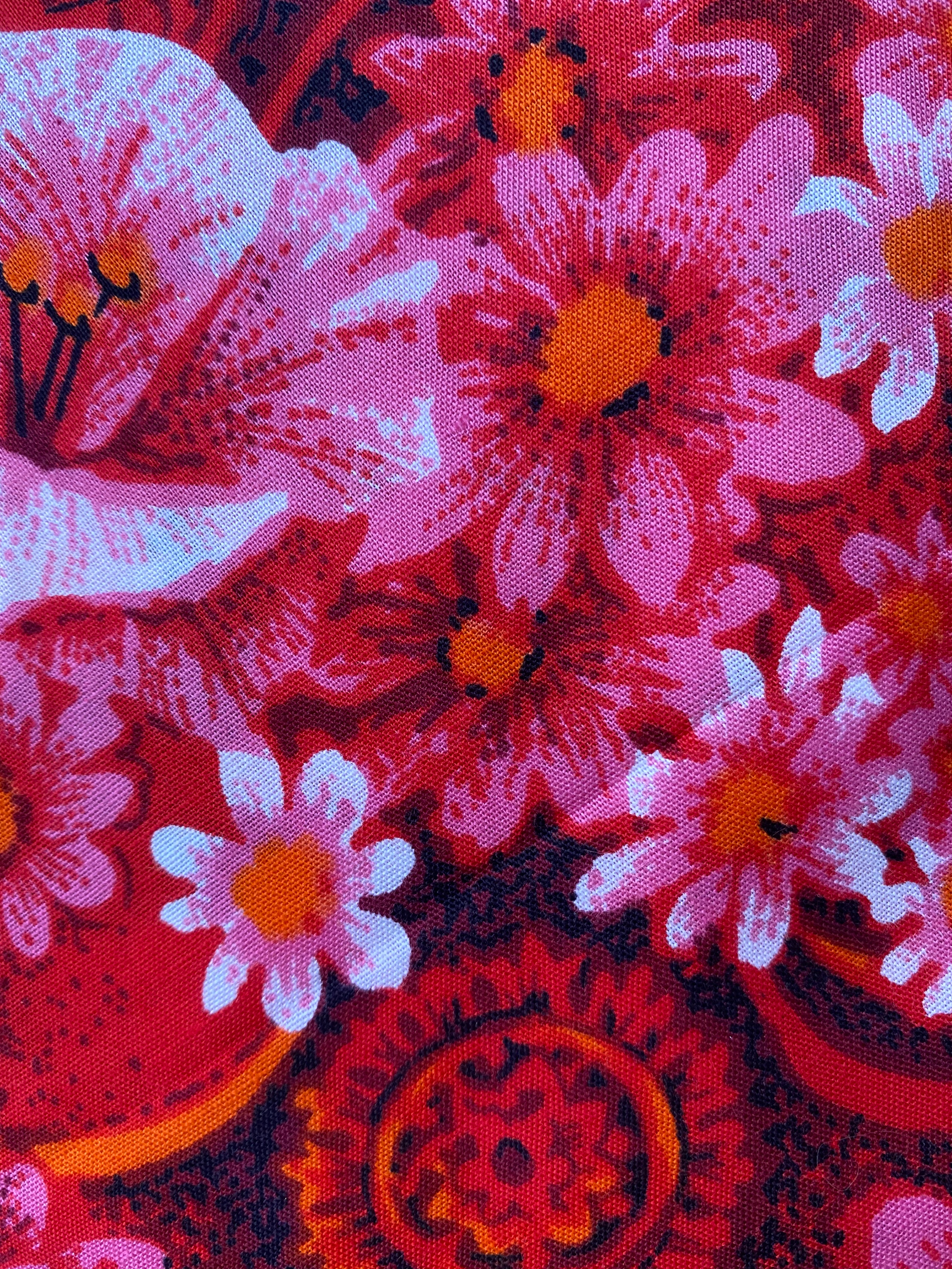 1950s/1960s Pink and Red Bold Tropical Cotton