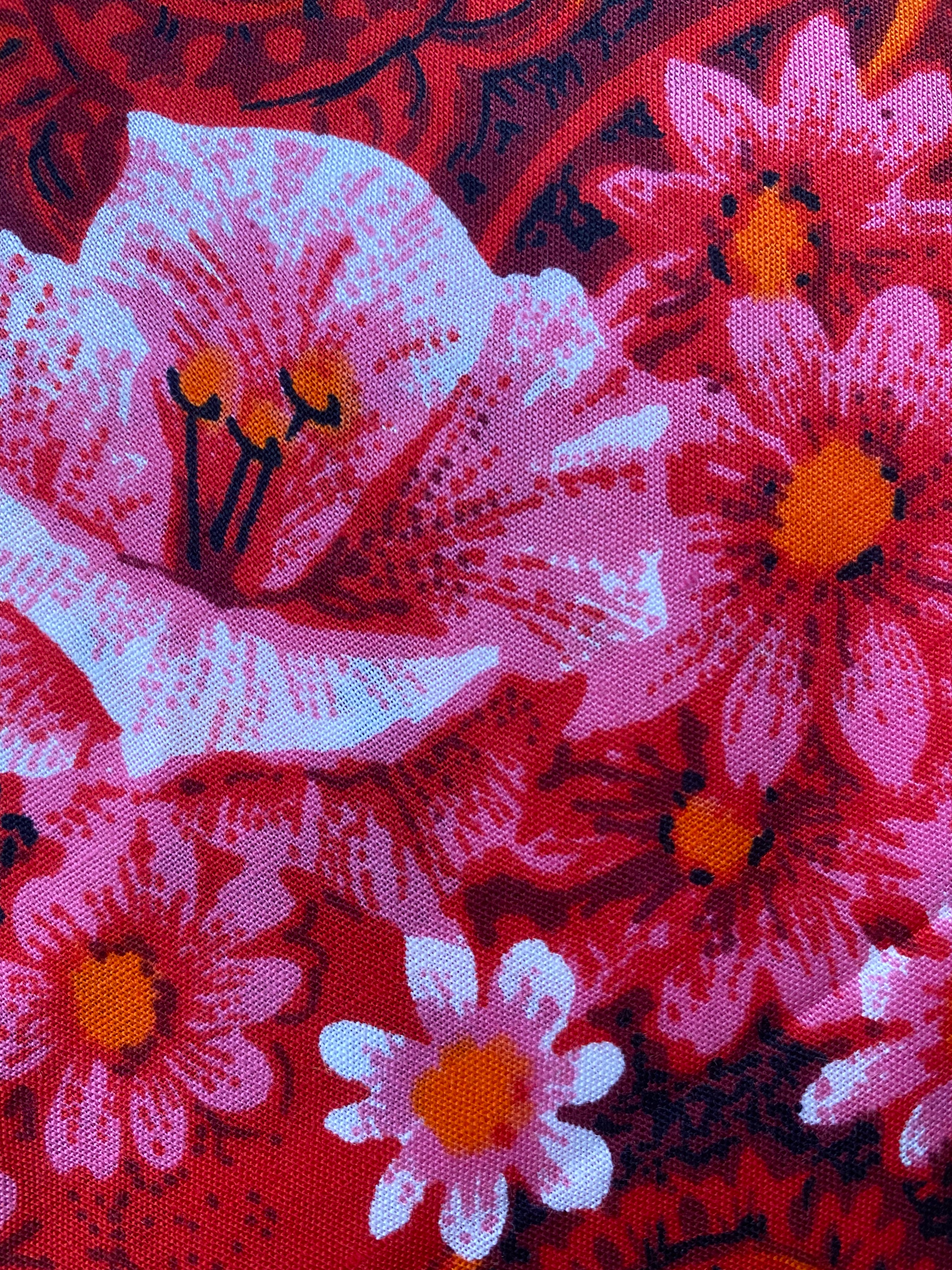 1950s/1960s Pink and Red Bold Tropical Cotton