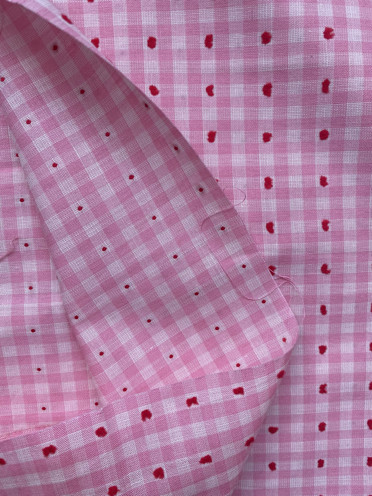 1950s/1960s Dotted Swiss Pink Gingham Cotton