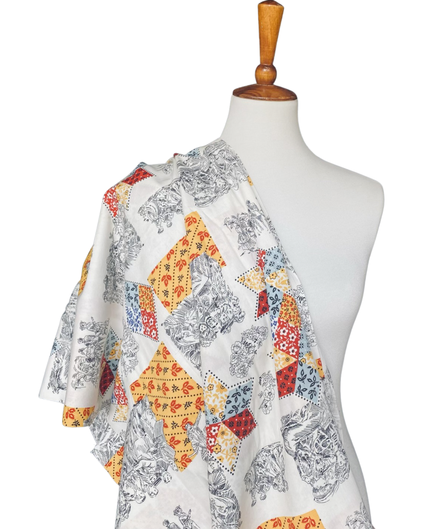 RESERVED 1960s Olden Days Patchwork Novelty Cotton