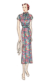 1930s-1940s Big  Stripe Floral Cotton