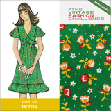 1970s Tiny Prairie Green Floral Cotton