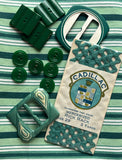 Vintage 30s-40s Green Striped Cotton Sewing Bundle