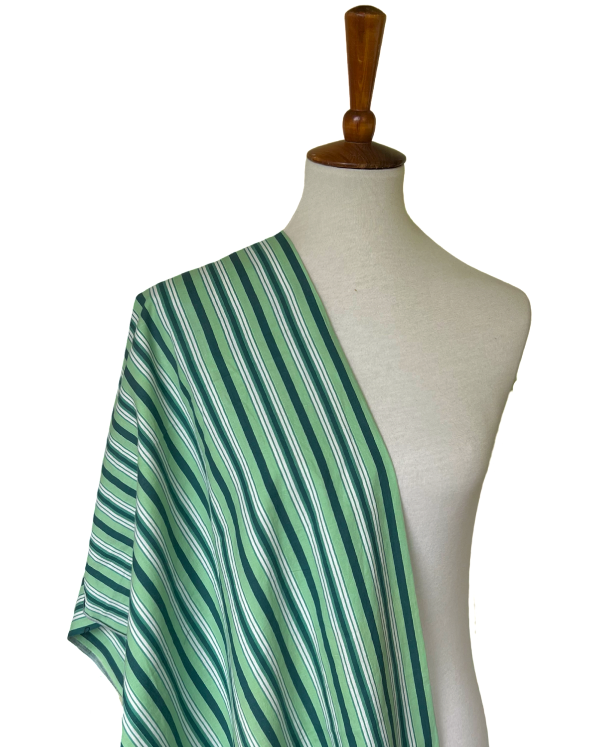Vintage 30s-40s Green Striped Cotton Sewing Bundle