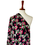 1940s-Early 1950s Bold Pink Floral Rayon