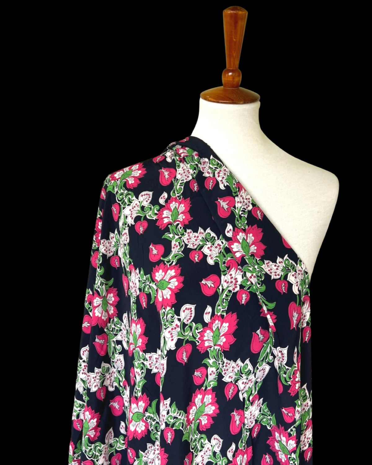 1940s-Early 1950s Bold Pink Floral Rayon