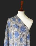 Late 1940s - Early 1950s Blue and White Fireworks/Floral Rayon