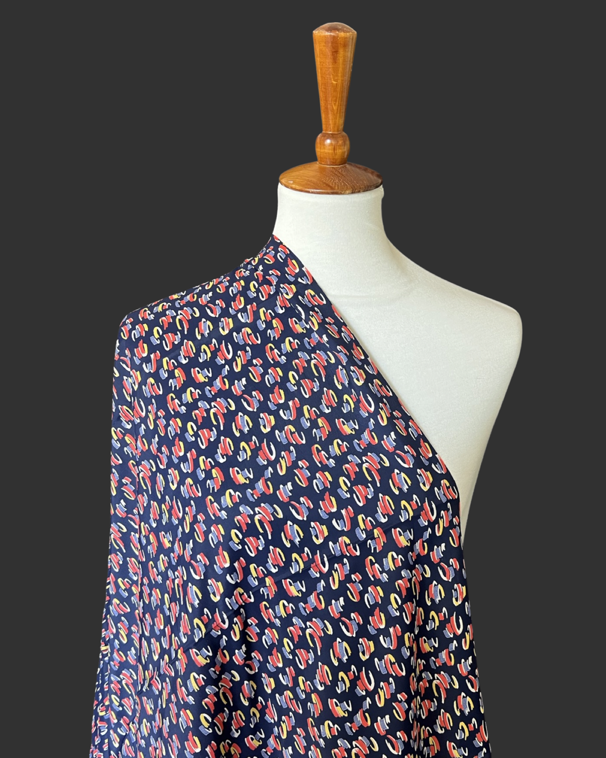 1930s-1940s Primary Color Swirl Rayon