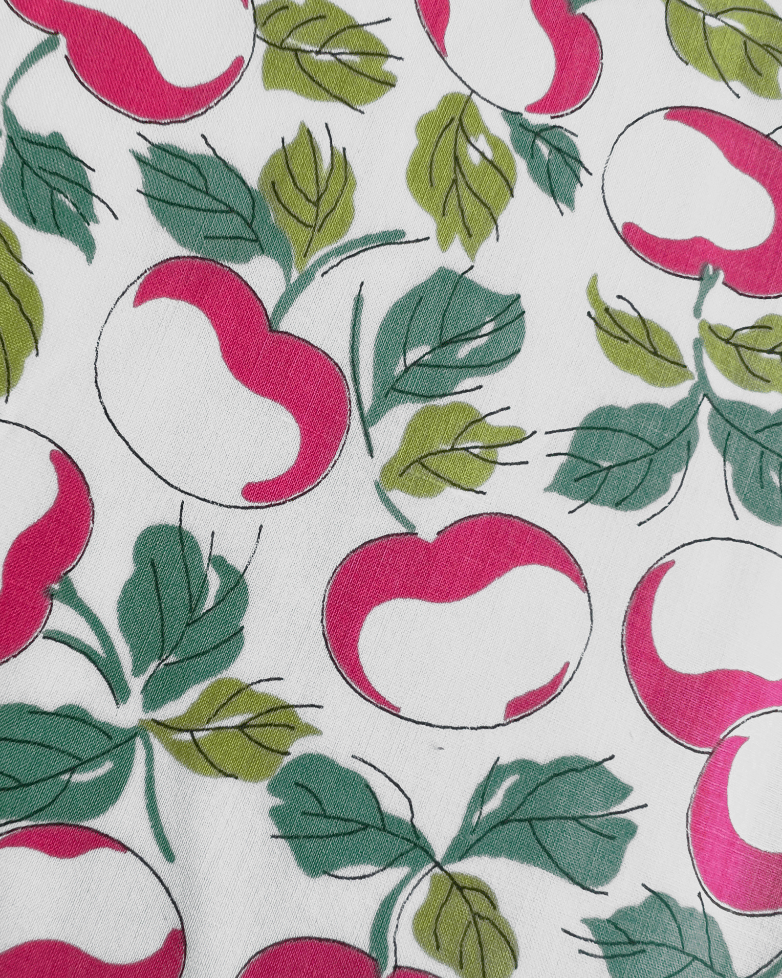 1940s-1950s Apple/Cherries Print Cotton