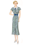 1930s-1940s Green, Navy and Grey Floral Cotton